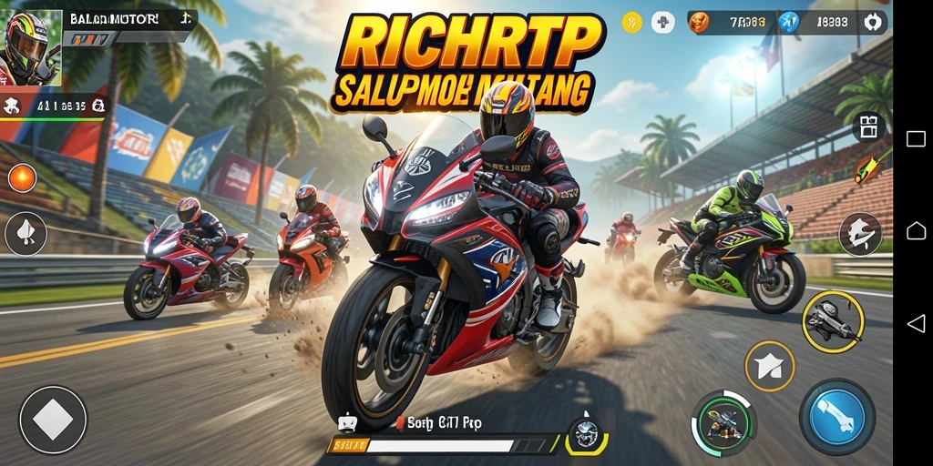 Tampilan menarik dari gameplay menegangkan RICHRTP dengan balapan motor.