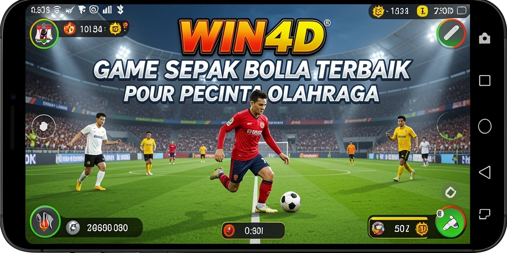 Tangkapan layar gameplay <strong>WIN4D</strong> menampilkan aksi seru dalam pertandingan sepak bola.